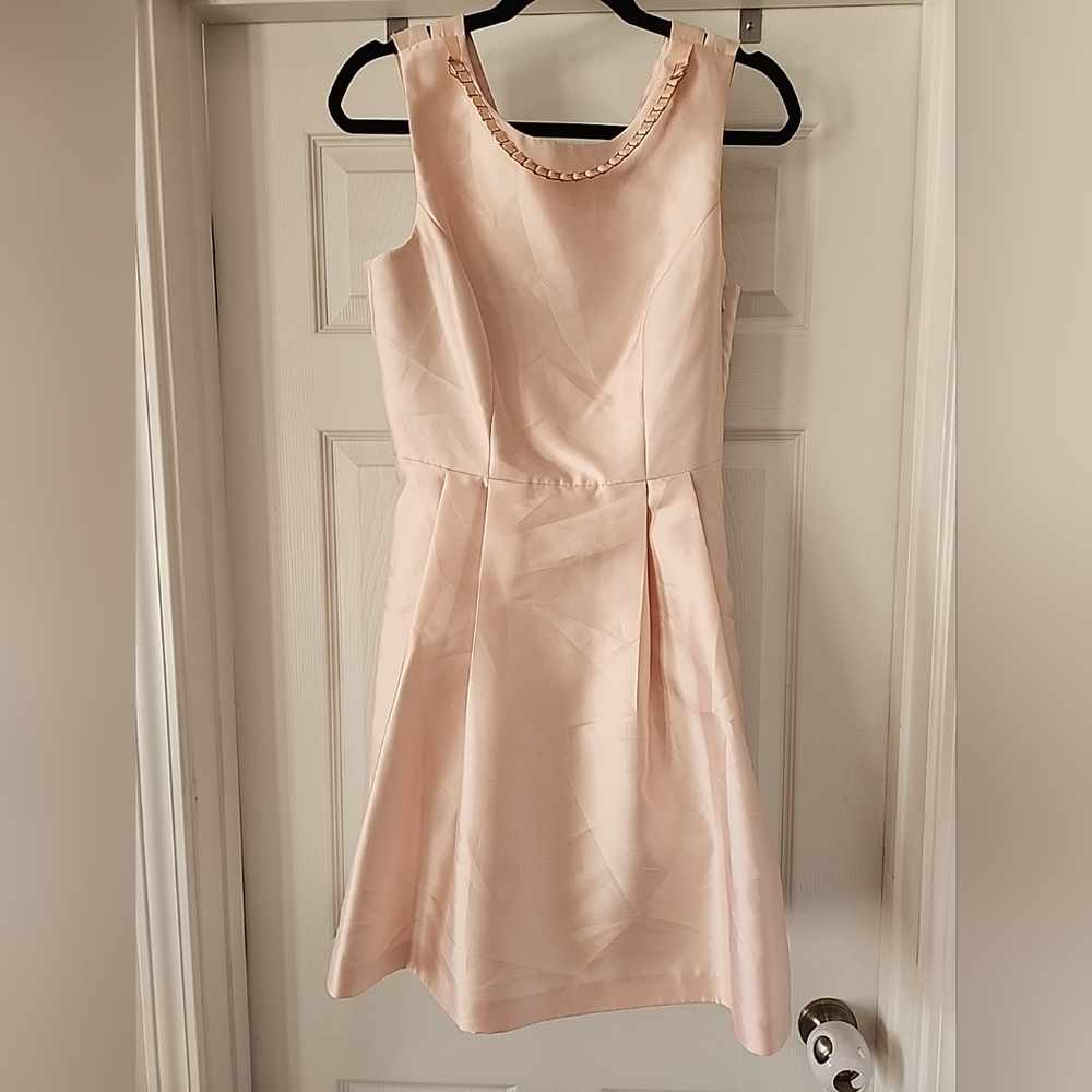 Jessica Simpson Sleeveless Embellished Bow Fit Flare Dress Blush Pink US 6